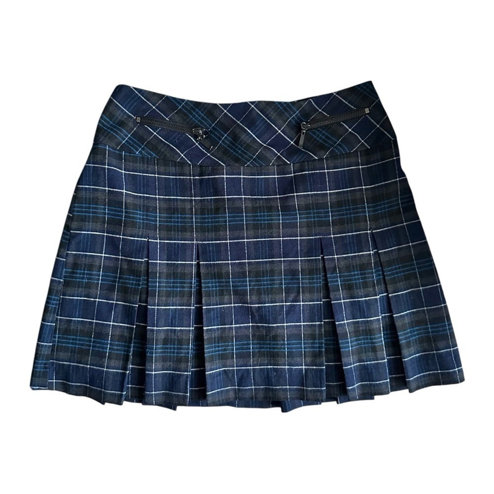 Y2K Le Château Plaid Tartan Mini Skirt With Zipper Pockets Size 5/6 - Picture 2 of 7